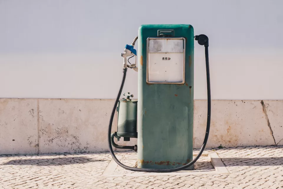 Faded green vintage gas pump
